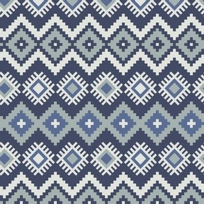 Dark Nova  - modern kilim geometric pattern - violet blue, gray green, light gray - diamonds - boho - ethnic