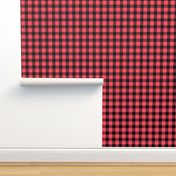 1 Inch Vichy Check Coral and Black | One Inch Buffalo Check