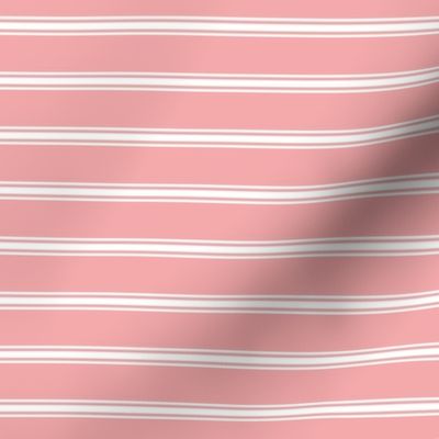 FS Salmon Pink and White Ticking Stripe Horizontal