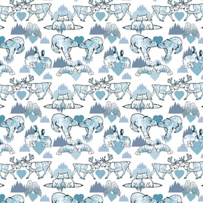 Arctic Animals Love (Icy Glacier Blue small scale) 