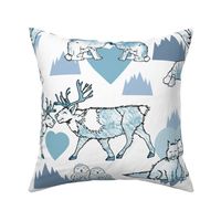 Arctic Animals Love (Icy Glacier Blue large scale) 