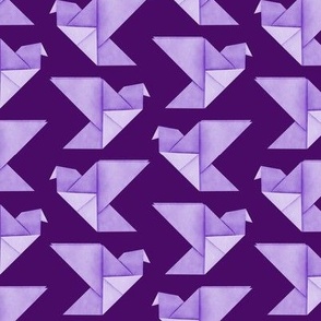 Purple Origami Birds on Purple Large Scale