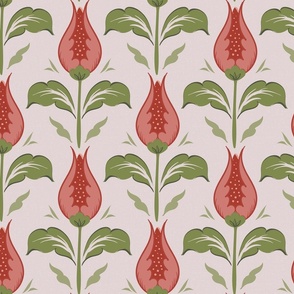 Red Rosebud Floral Pattern - Medium Scale - 16314927
