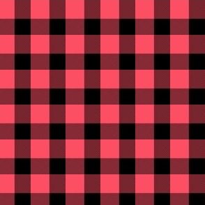 1/2 Inch Vichy Check  bright coral pink | Half Inch Checkered