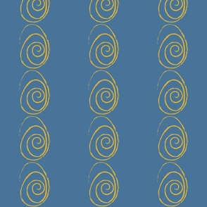 Yellow Gold Egg Spiral Stripes on Blue