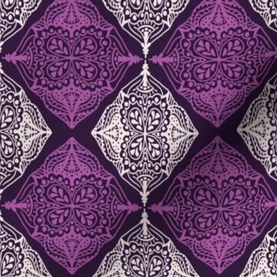 Traditional Block Print Design in Hues of Purple Mauve