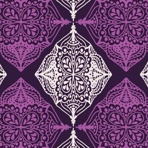 Traditional Block Print Design in Hues of Purple Mauve