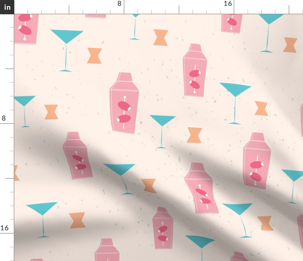 Retro Dirty Martinis - Vintage - Peach Fuzz - Pantone 2024 - COTY 2024 - Cocktails - Drinks - Happy Hour - Teal - Pink