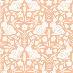 Springtime Bunnies in Peach Fuzz Pantone Color of the Year – Large Scale