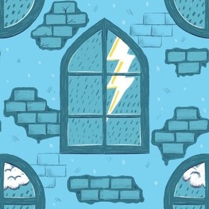 Storm through the castle windows