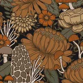 Autumn Mushrooms and Florals - Large