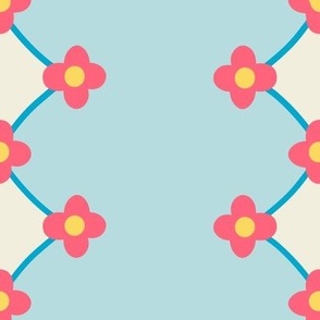 Foursquare Stripes // large print // Pinkalicious Blossoms on Light Bubblegum
