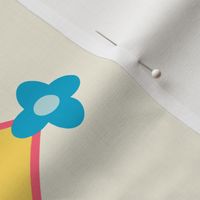 Foursquare Stripes // large print // Bubblegum Blossoms on Vanilla Cream
