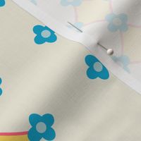 Foursquare Stripes // medium print // Bubblegum Blossoms on Vanilla Cream