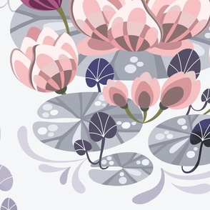 Whimsical lotus - floriography 24x36'' - half drop repeat