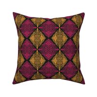 Traditional Block Print Design in Pink and Yellow Gold