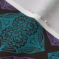 Traditional Block Print Design in Purple and Blue