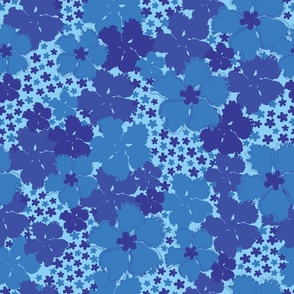 BLUE TROPICAL HAWAIIAN ALOHA FLOWERS