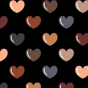 Earth Tone Hearts on a Black Background
