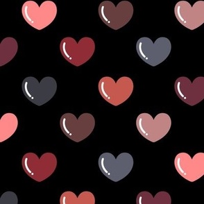Multicolored Hearts on a Black Background