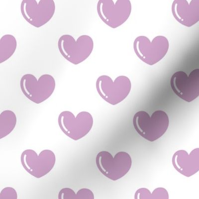 Purple Hearts on a White Background 