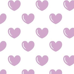 Purple Hearts on a White Background 
