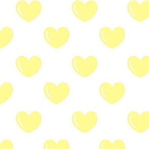 Yellow Hearts on a White Background 