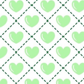Quilted Green Hearts