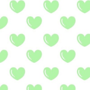 Green Hearts on a White Background 