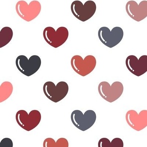 Multicolored Hearts on a White Background