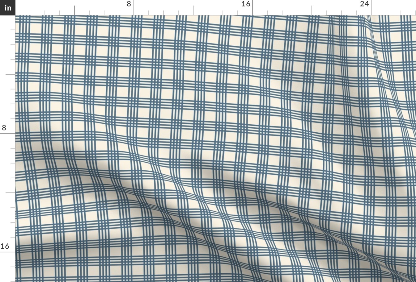 Blue Narrow Stripes - Checkerboard - Coastal Chic Collection - Admiral Blue on Ivory BG
