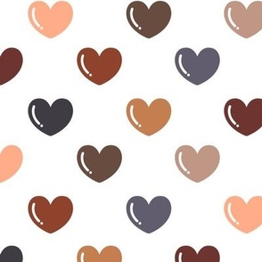 Earth Tone Hearts on a White Background