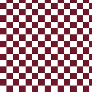 Burgundy/Claret and White Traditional Check 
