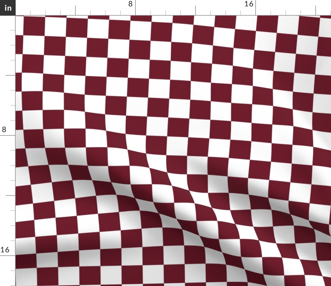 Burgundy/Claret and White Traditional Check 