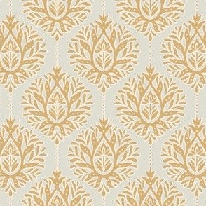 Medalion Ogee Damask - Mustard Cream Small scale