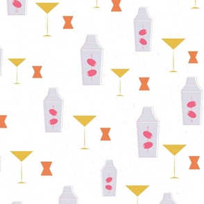 Retro Dirty Martinis - White - Art Deco - Lavender - Cocktails - Drinks - Happy Hour - Yellow