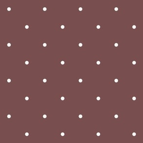 White Polka Dots on Dark Terracotta Red