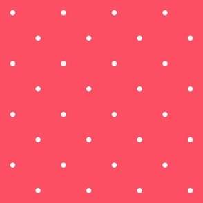 White Polka Dots on Bright coral Pink