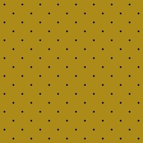 Small Black Polka Dots on Mustard Yellow