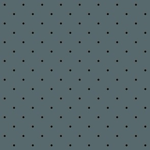 Small Black Polka Dots on Slate Blue