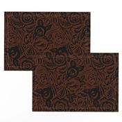 1912 Vintage Large Art Deco Floral by Raoul Dufy in Chocolate Brown - Coordinate