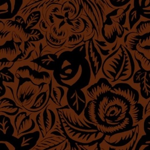 1912 Vintage Large Art Deco Floral by Raoul Dufy in Chocolate Brown - Coordinate