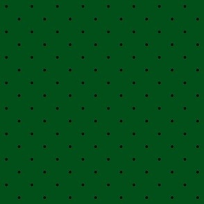 Small Black Polka Dots on Dark Green