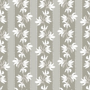 Floral Stripe and textured vertical stripes a geometrical French provincial design in light neutral warm grey tones