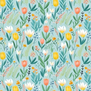 Springtime Serenity: Pastel Floral Pattern 