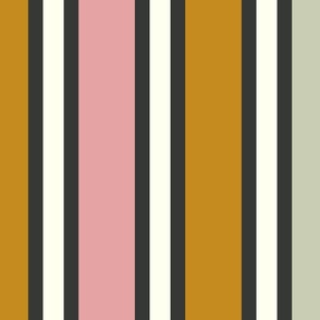 Arboretum Bold Stripes- Sage Green Pink Yellow Charcoal Ivory- Large Scale