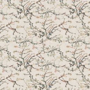 SMALL Vincent Van Gogh Almond Blossom in Vintage White Sage Green Blush Pink