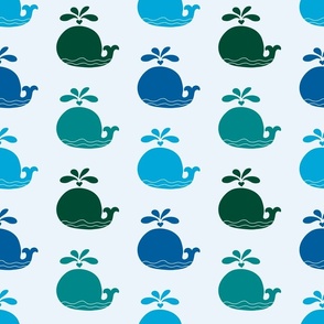 Whale Spouting Water in Pantone Ultra-Steady Greens and Blues (medium)