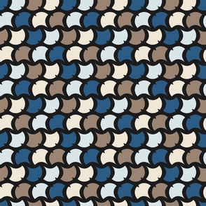 Autumn Ginkgo Leaf Pattern in Blue and Brown (small)