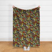 (L) Flowers and Frogs, Floral Design / Lively Yellow Version / Large Scale
